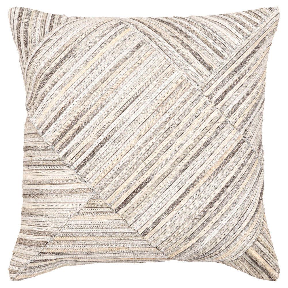 Alelia Modern Classic Cream Leather Stripe Decorative Throw Pillow - 20x20