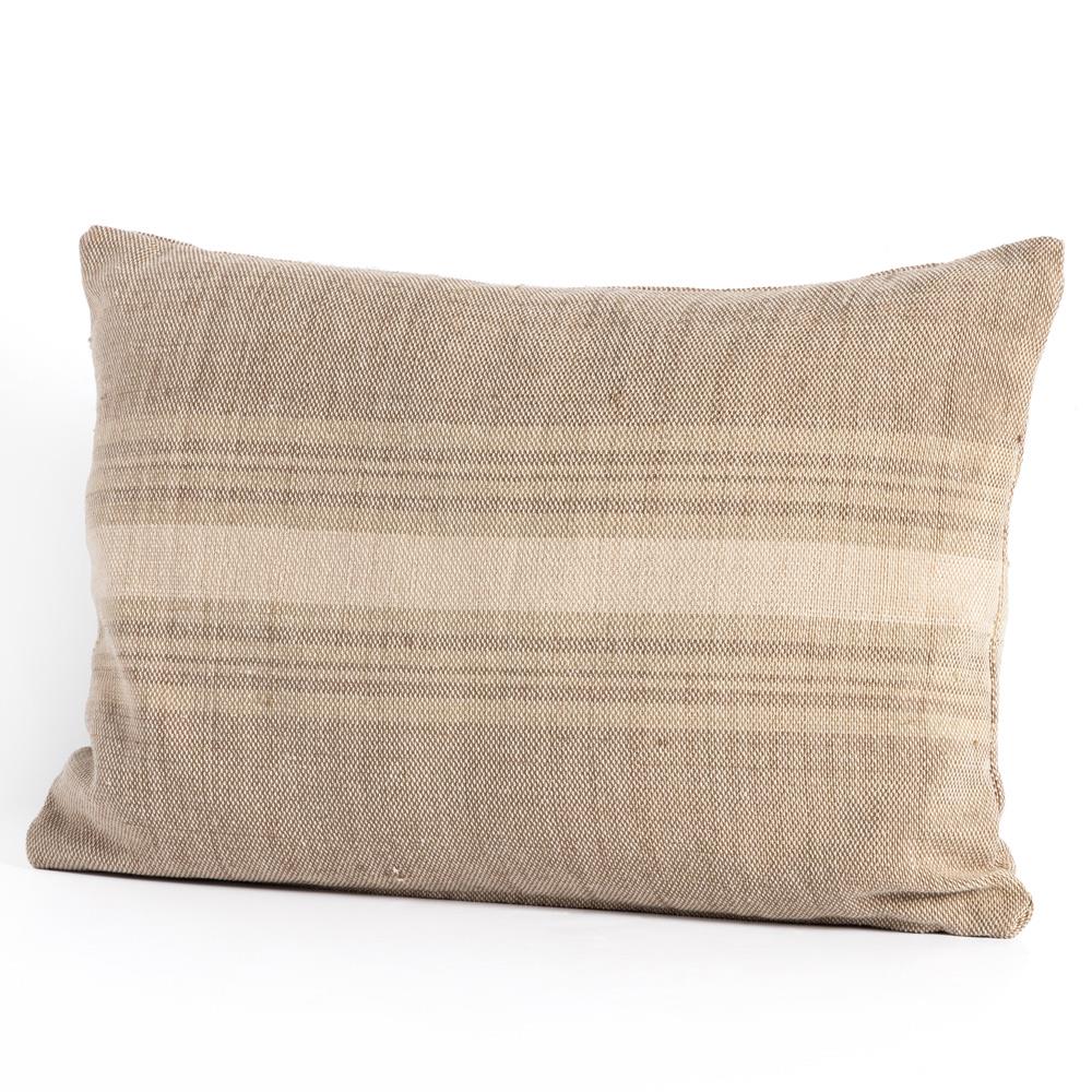Estella Coastal Beach Brown Rayon Striped Decorative Lumbar Pillow - 16x24